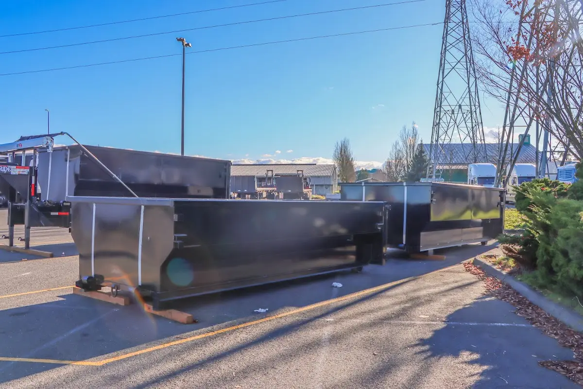 Roll-off dumpster ready for waste disposal at job site for Construction Dumpster Rental in Union Mill